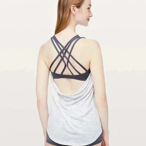 Lululemon "Slay  The Studio" 2-In-1 heathered grey charcoal yoga casual Tank 6